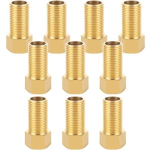 10 PCS Brass Pipe Fittings, 1/2" Female to 1/2" Male Pipe Longer Fitting Converter Adapter, 1/2 inch Brass Extension Pipe Nipple Connector(Length 1.96 Inch/50 mm)