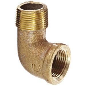 Anderson Metals - 38116-12 38116 Red Brass Pipe Fitting, 90 Degree Street Elbow, 3/4" Female x 3/4" Male