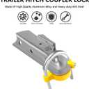 Funmit Trailer Lock Universal Coupler Ball Lock Fits 1-7/8", 2", and 2-5/16" Couplers, Boat Camper Accessories for Travel Trailers Adjustable Heavy-Duty Steel Hitch Lock Yellow