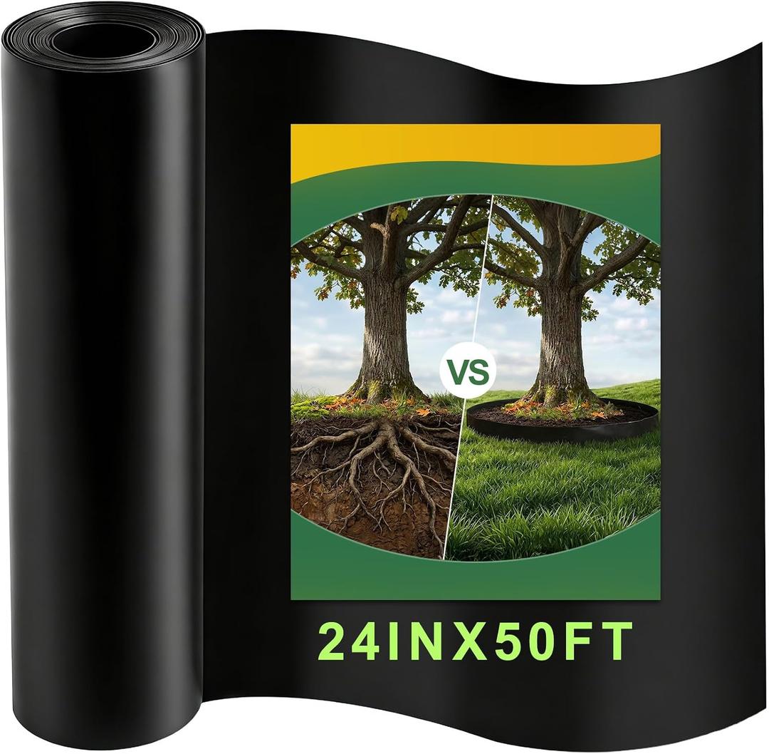 Convivium Tree Root Barrier Roll, 60mil Recycled HDPE Root & Bamboo Barrier for Landscaping, Heavy-Duty Root Blocker for Sidewalks, Driveways & Garden Edging (24in x 50ft x 60mil)