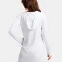 FitsT4 Sports Women's UPF 50+ Swim Cover Up Long Sleeve Cardigan Zip up Swimsuit SPF Hoodie Lightweight Jacket UV Sun Protection Beach Swimwear Coverups White 2XL