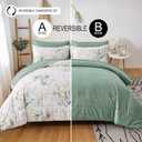 WONGS BEDDING Botanical Comforter Set Full, 7 Pieces Floral Reversible Bed in a Bag Green Leaves Bedding Set Soft Microfiber Full (1 Comforter,2 Pillowcase,2 Pillow Shams,1 Flat Sheet,1 Fitted Sheet), Full 78"x90"