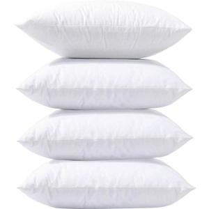 Phantoscope Pillow Inserts, Hypoallergenic 100% Virgin Fiber Square Form Microfiber Throw Pillow Inserts, Couch Bed Pillows 45x45 cm, 18x18 Inch (Pack of 4) (White)