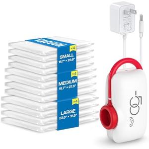 10 Pack Travel Vacuum Storage Bags with High Pressure Electric Pump - Portable Vacuum Seal Bags for Clothing, Luggage & Travel Space Saving