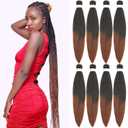 Braiding Hair Pre Stretched 30 Inch 8 Pack Braiding Hair Extensions Itch Free Soft Yaki Texture Hot Water Setting Synthetic Crochet Braids Hair For Women Girls (30Inch,1B/350)