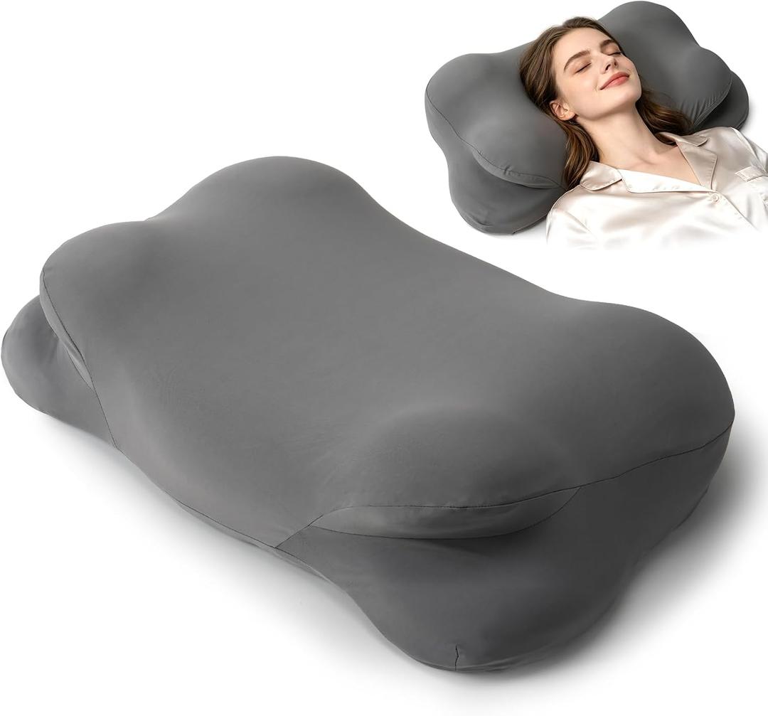 Cloud Pillow Ergonomic Cervical Memory Foam Pillow, Breathable Neck Support (grey)