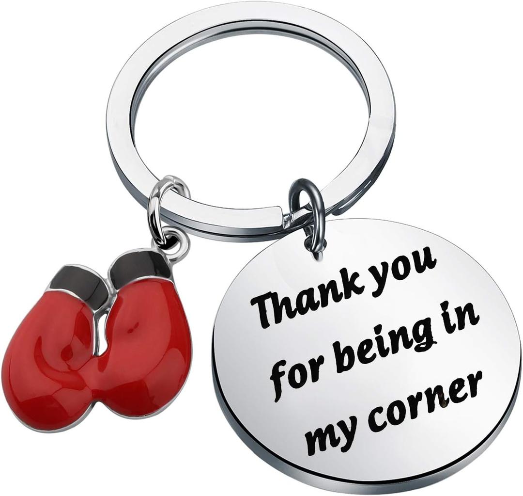 CHOORO Boxing Gift Red Boxing Gloves Keychain Sports Gift Thank You for Being in My Corner Gifts for Boxers Boxing Coaches