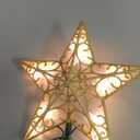 Dazzle Bright 11'' Star Tree Topper, Glitter Christmas Tree Top with 10 Lights, Xmas Tree Decoration (Gold)
