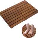 Premium Teak Shower Mat, 23.2" x 16.2" Foldable Wood Bath Mat, Non-Slip Bathroom Mat, Floor Mat for Bathtub, Door, Spa, Sauna, Pool, Ideal for Indoor Outdoor