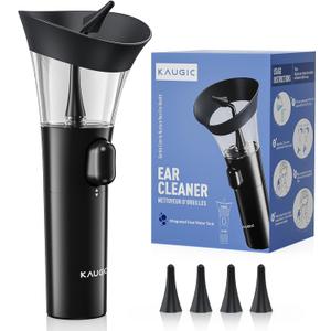 KAUGIC Manual Ear Wax Cleaner Safe, Comfortable & Easy to Use Seamless One-Hand Operation, Black