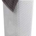 Mind Reader Slim Laundry Hamper with Lid, 60L Tall Clothes Basket, Narrow Tapered Design for Bathrooms, Closets and Laundry Rooms, Plastic, White, 1 Piece