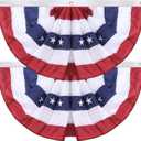 2 Pack American Flag Bunting,2X4 Ft USA Pleated Fan Flag with Embroidered Stars Sewn Stripes Brass Grommets Quality 210D Nylon Fabric 2 x 4 Feet Half Fan Banner (2, 2x4 Feet)