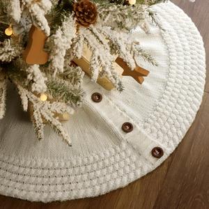 36 inch Christmas Tree Skirt: Pencil Tree Skirt for 6ft Tree, 5-Circle Edge Cable Knit Cream White Small Tree Skirt, Vintage Tree Skirts, Rustic Farmhouse Christmas Decorations
