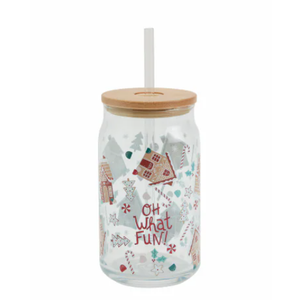 Holiday Home Christmas Soda Can Glass Sipper 15.2 Oz