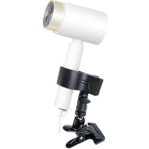 Rotatable Hair Dryer Holder with Sturdy Metal Clamp, 360-Degree Adjustable Table Mount, Black