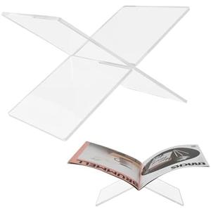 Acrylic Book Holder Transparent Coffee Table Book Stand, Acrylic Books Stand for Reading Open Books Display Stand for Cookbook, Magazines, Recipe, 6" x 11" x 6"