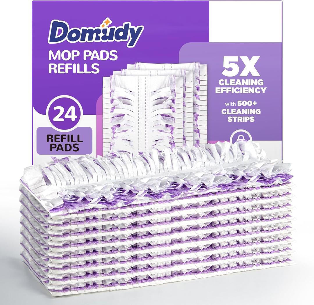 5X Cleaning Power Mop Refills for Swiffer Power Mop, 500+ Strips Multi-Surface PowerMop Refill Pads, 24 Count Disposable Powermop Wood Mops, Replacement Mopping Pad for Floor Cleaning