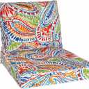 Outdoor Seat/Back Chair Cushion Tufted Pillow 22"x22" Indoor Deep Seat Chair Cushion Set Water Resistant for Patio Furniture with 3-Year Fade Resistant (Paisley Patten)