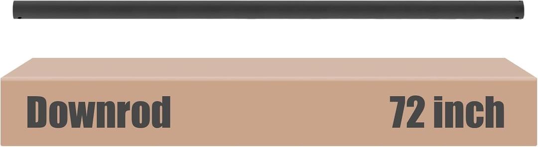 72 inch Ceiling Fan Downrod, 6 FT,1'' Diameter (Black, Not Threaded)