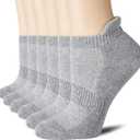 CS CELERSPORT 6 Pairs Ankle Athletic Running Socks Low Cut Sports Tab Socks for Men and Women, Small, Gey