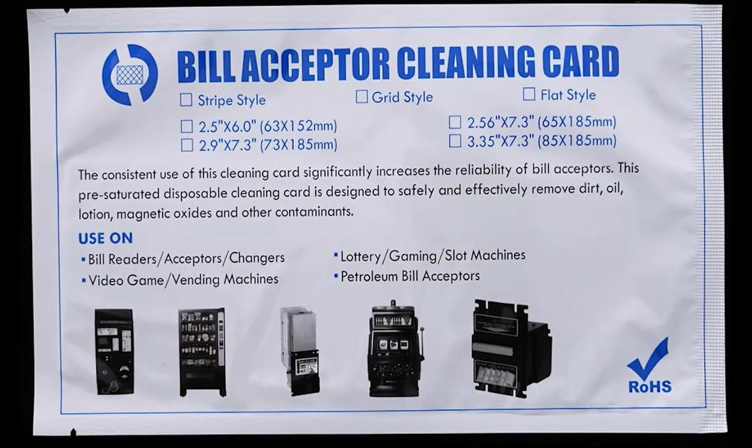 Currency Counter Cleaning Card - IPA Pre-Saturated for Bill Validators, Vending Machines, Slot Machines, and ATMs - Preventive Maintenance for Optimal Performance and Longevity (3"x6.25", 5.0, Card)