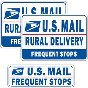 Mail Delivery Driver Magnetic Signs - 3 Pack Rural Carrier Delivery Frequent Stops Reflective Magnet for Car - Weather-Resistant - 11.8 x 8.1 inch (Blue White 3 Pack)