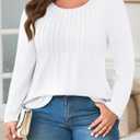 WYNNQUE Women's Plus Size Tops Long Sleeve Shirts Fall Outfits 2025 Trendy Pleated Blouses Dressy Casual Tops Clothes (XXL)