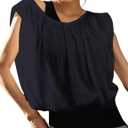 MISSACTIVER Womens Bubble Crop Tank Tops Oversized Sleeveless Workout Cropped Top Backless Crew Neck Tee Shirts Top Black L 