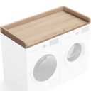 Sareda Washer Dryer Countertop 27.5" W x 54" L Laundry countertop for Storage and Organization with Edge Rails, Oak