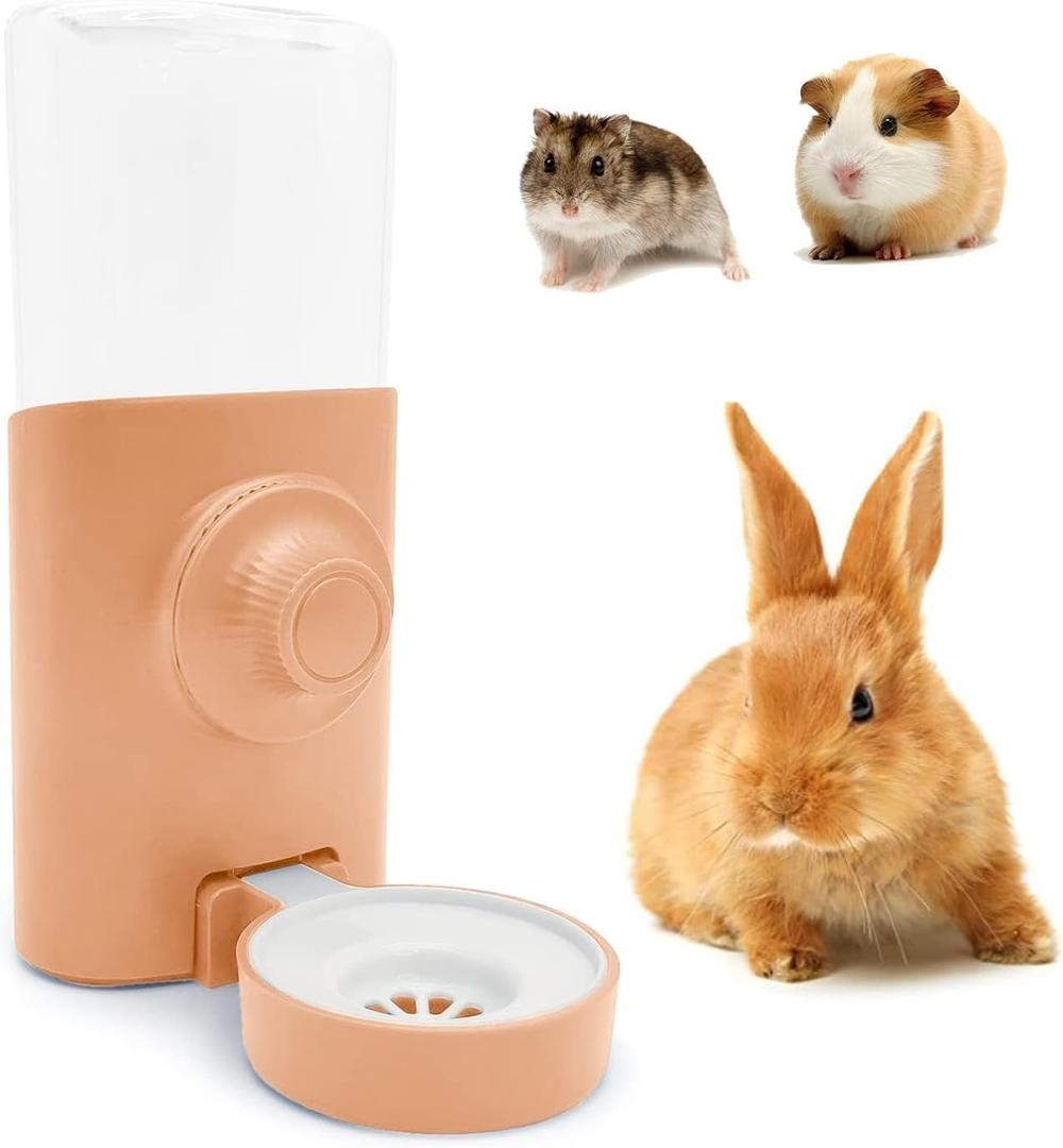 Rabbit Water Bottle, 600ml/21oz Hanging Water Dispenser Feeder Cage Crate Hutch Bunny Puppy Cat Chinchilla Ferret Guinea Pigs Squirrel Hedgehog (Pink)