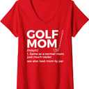 Womens Funny Golf Mom Definition Golfing Best Mom By Par V-Neck T-Shirt, Red , Size Medium