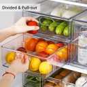 MANO 2Pack 6L Clear Fridge Drawers Pull Out Stackable Refrigerator Drawer Organizer Bins Pantry Storage Box Plastic Food Containers for Kitchen Bathroom Office Closet (X-Large)