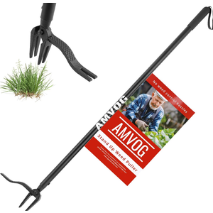 46'' Stand-Up Weed Puller Tool - Reinforced Upgraded Version with Long Handle, Made of Aluminum Alloy Design, Roots Remover for Garden & Lawn Care, Easily Remove Weeds Without Bending