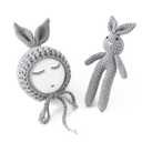 Jastore Infant Newborn Photography Prop Photo Crochet Boys Girls Knit Toy Rabbit Hats (Rabbit-Grey)