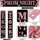 SmoothNovelty 3 Pcs Prom Night Decorations 2026 Graduation Party Supplies Pink Glitter Prom Send off Banner Porch Sign Backdrop for Photoshoot 2026 High School College Graduation Celebrations
