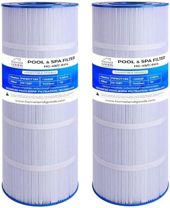 Pool Filter Replaces Jandy CS150, Hayward CCX1500RE, Waterway ProClean 150, PCCF-150, 817-0150, Filbur FC-1287, Unicel C-8414 | 23 5/16" x 8 15/16" | 150 SQ FT (2 Pack) Pool Filter Replaces Jandy CS150, Hayward CCX1500RE, Waterway ProClean 150, PCCF-150, 817-0150, Filbur FC-1287, Unicel C-8414 | 23 5/16" x 8 15/16" | 150 SQ FT (2 Pack)