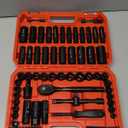 96-Piece 3/8" Drive Impact Socket Wrench and Bit Set, SAE 5/16-3/4 & Metric 8-22mm, Cr-V Standard & Deep Sockets, Power Bits, Ratchet Handle, Universal Joint, Bit Holder, Adapters, Spark Plug Socket