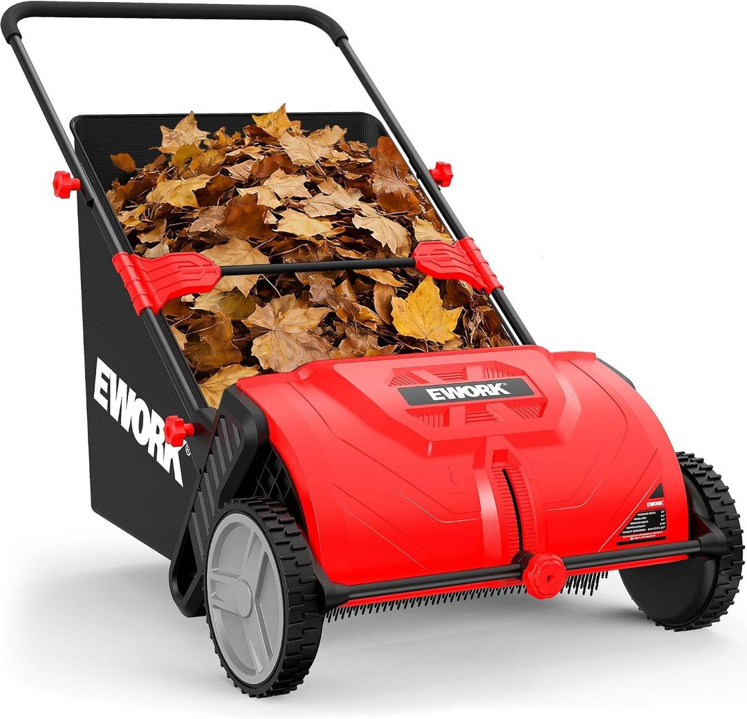 EWORK Push Lawn Sweeper (Red-22 Inch)