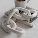 Wood Chain Link Decor - White Wooden Decorative Objects for Shelves, Coffee Table Sculpture, Book Shelf Accessories, Modern Shelf Decor Accents, Console or Entryway Table Decorations