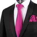2 x Alizeal Mens Solid Color Tie with Pocket Square 3.15inches Necktie Set (#A1-114-magenta)
