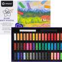 Artecho 50pcs Soft Pastels, 48 Colors Including 4 Fluorescent Colors, Extra Free Black & White, Square Chalk for Drawing, Blending, Layering, Shading, Pastels Art Supplies