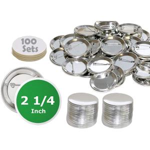 100 Pk - 2.25 inch Diameter Pin Buttons Sets for Badge Making Metal Parts 2 1/4" (56 mm)
