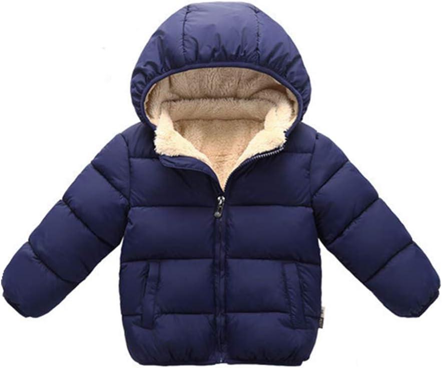 Toddler Baby Hooded Down Jacket Boys Girls Kids Thicken Warm Winter Coat Outerwear 1-7t (18-24 Months, Navy)