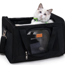 Pet Carrier for Cats, Dogs, and Puppies up to 15 lbs. Portable, Collapsible,Outdoors, Car Pet Bag. (Black)