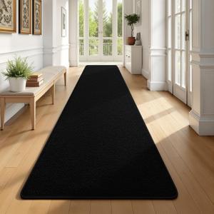 Runner Rug for Hallway, 2x10 Feet Non-Slip Washable Black Long Area Rug Runners for Hallways Bedroom, Soft Modern Comfy Memory Foam Runner Rugs Indoor Carpet for Kitchen Entrance Living Room