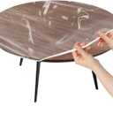 Klmnop Clear Round Fitted Vinyl Tablecloth, Fits 48 Inch Round Table, Elastic Edged Plastic Tablecloth, Waterproof Oil-Proof Table Cover(Clear)