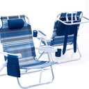 Beach Chair 2 Pack Aluminum 5 Positions Lay Flat Mesh Fabric Folding Beach Reclining Chair with Backpack Straps, Cooler Bag & Cup Holder for Outdoor Lawn Camping