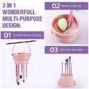 GOLIKEE Makeup Brush Cleaner Mat 3 in 1 Silicone Makeup Brush Cleaner Bowl Cosmetic Brushes Cleaning Tool Organizer for Storage and Air Drying (Purple)