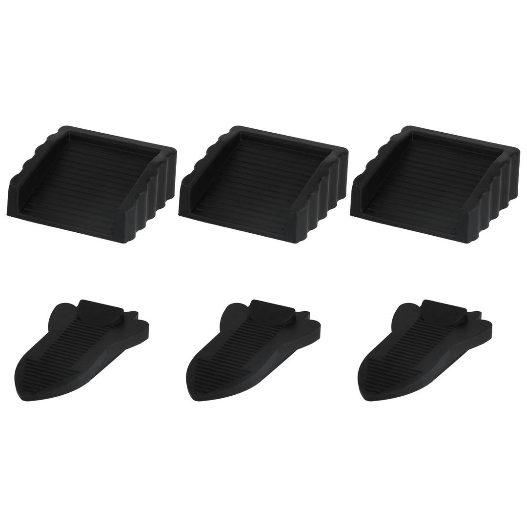 6pcs Door Stopper, 2 Styles Small TPR Rubber Doorstops Wedge Bidirectional Anti-Slip Spacecraft Indoor Bottom Stop Weight Prop Hold Keep Open Works on All Floor Types Home & Office Use (Black)