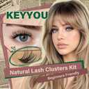KEYYOU Lash Clusters Kit 144pcs Soft&Natural Lash Clusters Fluffy Lash Extension Kit D Curl 8-18MIX with Bond and Seal,Applicator Thin Band Eyelash Clusters for DIY at Home(Haze
